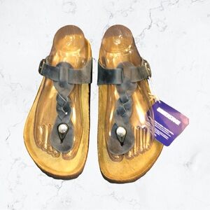 Birkenstock Oiled Leather NWT Gizeh Braided Thong Sandal Navy Blue EU Size 39!!